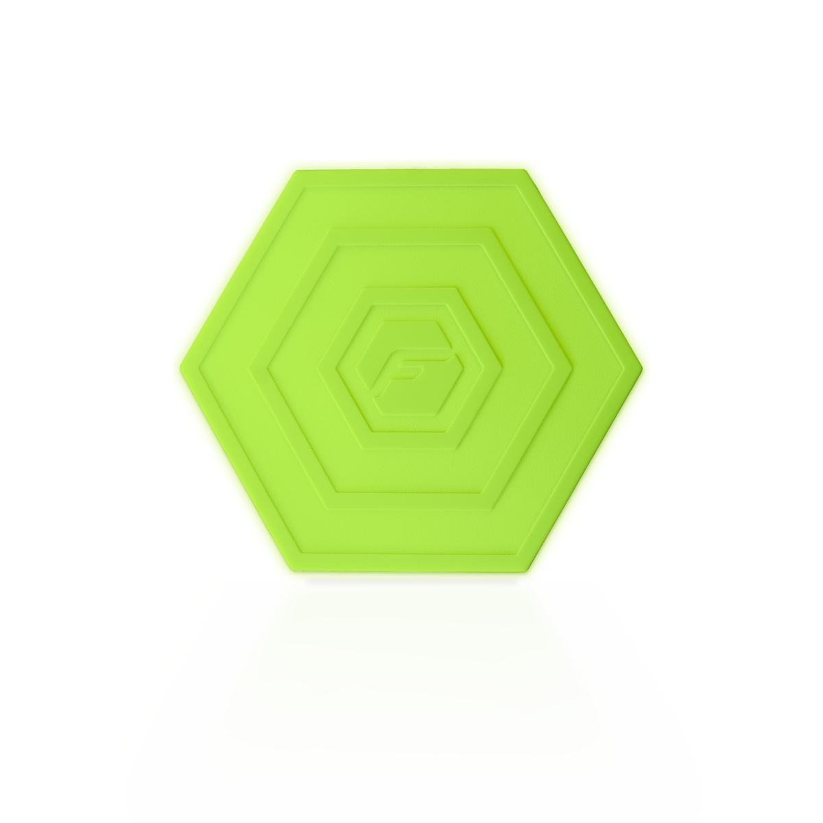 Lime Green Flabocce flab: one soft hexagon disc for flat bocce