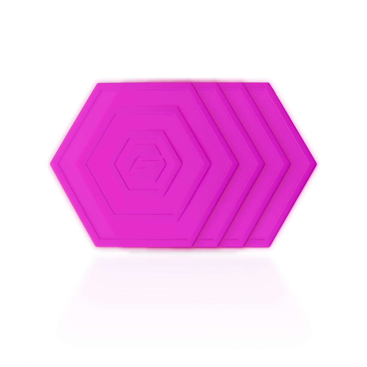 Fuchsia Flab 4-Pack: four soft hexagon flabs for flat bocce, stacked