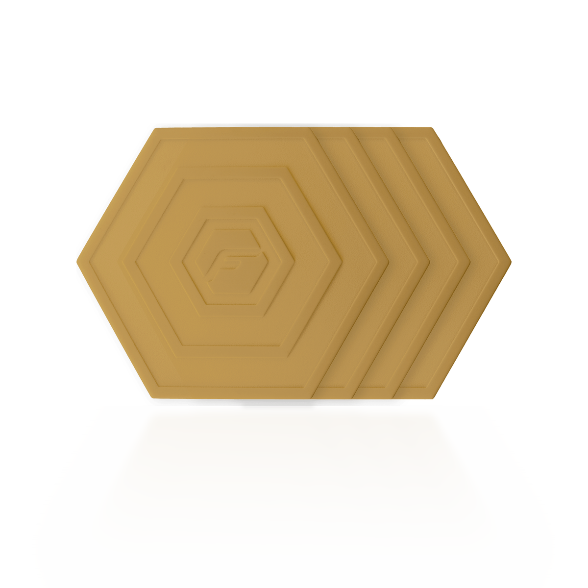 Gold Flab 4-Pack: four soft hexagon flabs for flat bocce, stacked