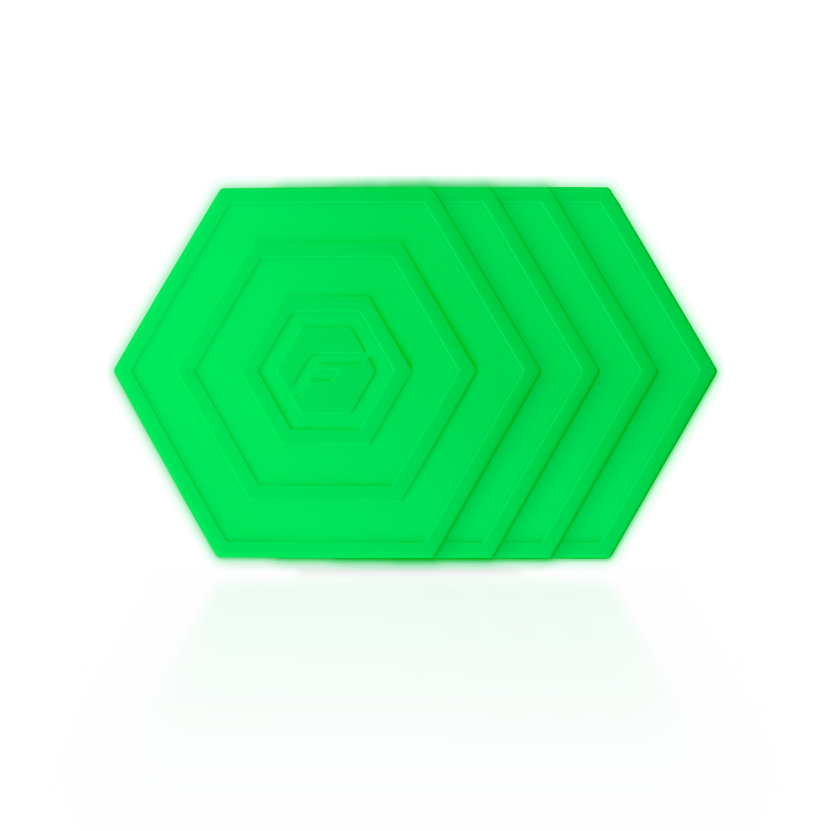 Green Flab 4-Pack: four soft hexagon flabs for flat bocce, stacked