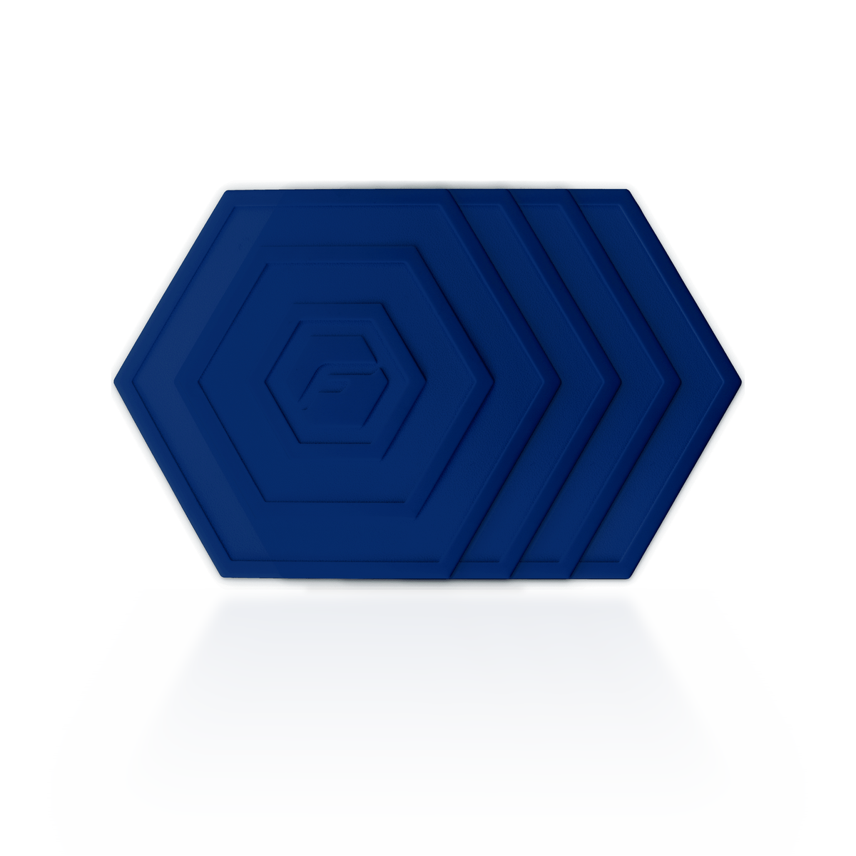 Navy Blue Flab 4-Pack: four soft hexagon flabs for flat bocce, stacked