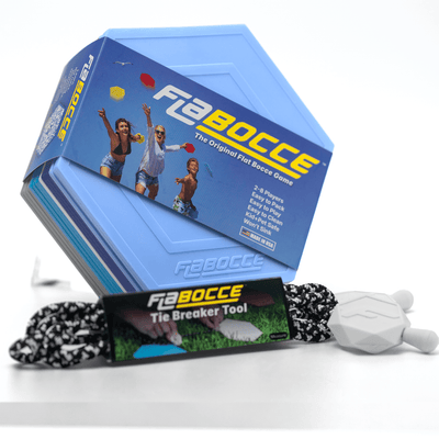 The Lake Effect Flabocce set in its retail packaging with Tie Breaker Tool