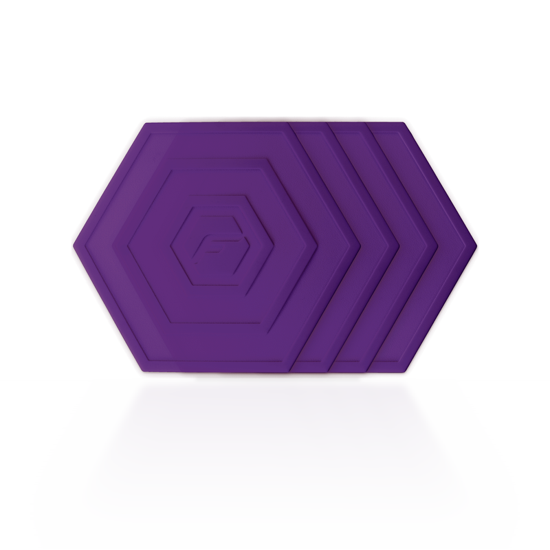 Dark Purple Flab 4-Pack: four soft hexagon flabs for flat bocce, stacked