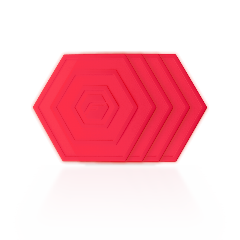 Red Flab 4-Pack: four soft hexagon flabs for flat bocce, stacked