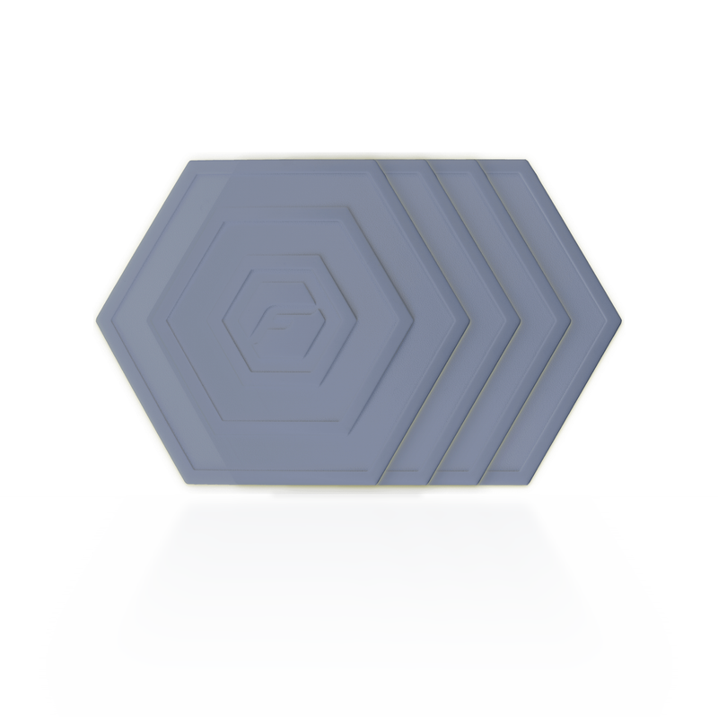 Silver Flab 4-Pack: four soft hexagon flabs for flat bocce, stacked